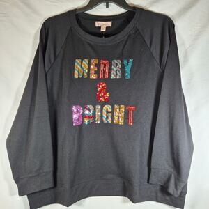 Philosophy Women 2X Merry & Bright Sequin Christmas Sweatshirt Holiday NWT